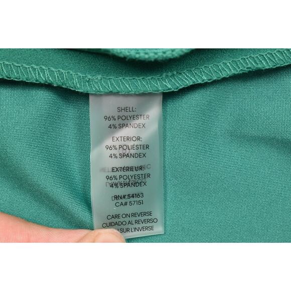 Calvin Klein Plus Size 16W Green Ruffle Dress W/ Belt & Gold Zip Polyester Stret - Picture 8 of 8